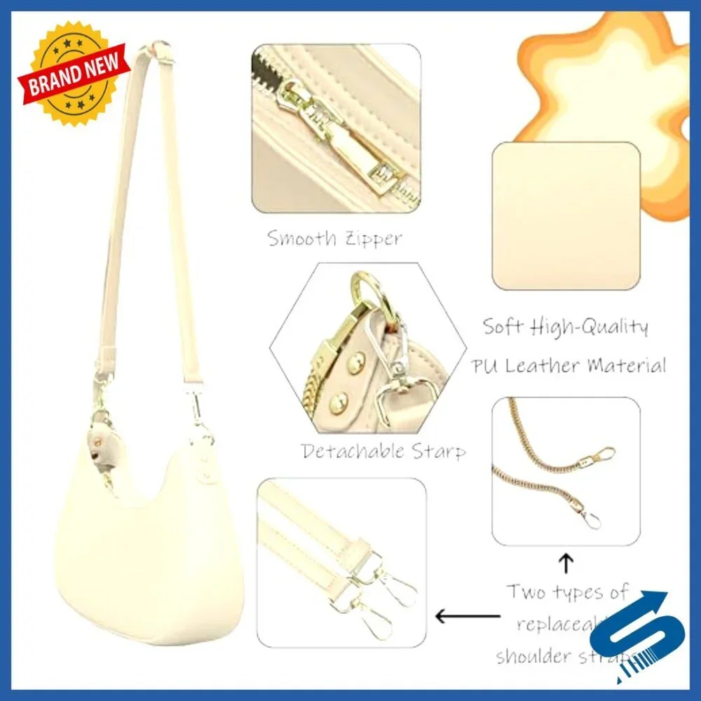 PU Leather Hobo Shoulder Bag with Adjustable Strap, Zipper Closure